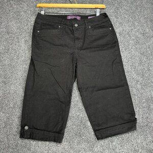 Gloria Vanderbilt Jeans Womens 8 Petite Skimmer  Black Cotton Stretch Crop Pocke
